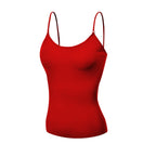 Emmalise Women's Camisole Built in Bra Wireless Fabric Support Short Cami (3Pk Red, Burgundy, H Gray, Small)