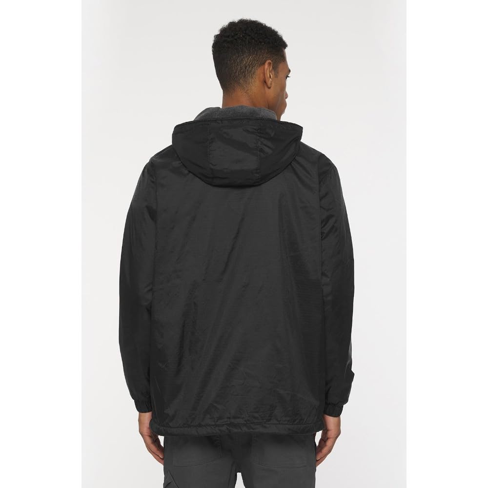 Mens Fleece-Lined Hooded Nylon Jacket - BLAcK - M(D0102H7ZXR2)