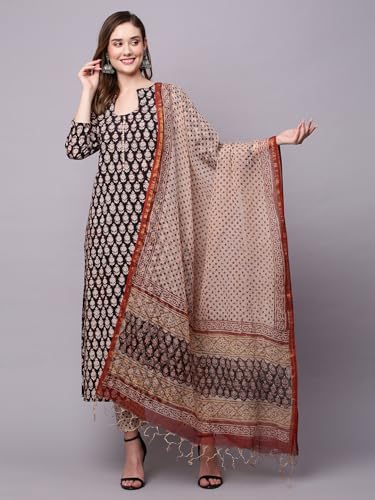 Anni Designer Cotton Blend Women Kurta With Pant & Dupatta Pack Of 2