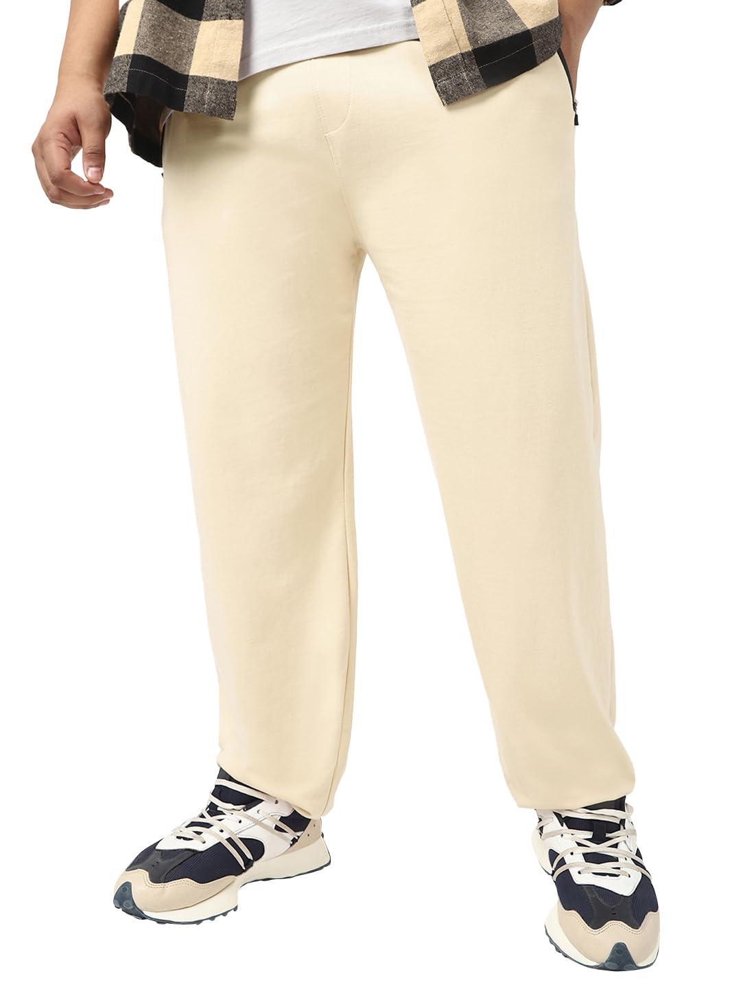 Bewakoof MenS Solid Oversized Fit Cotton Plus Size Joggers_646449_Blue_5Xl