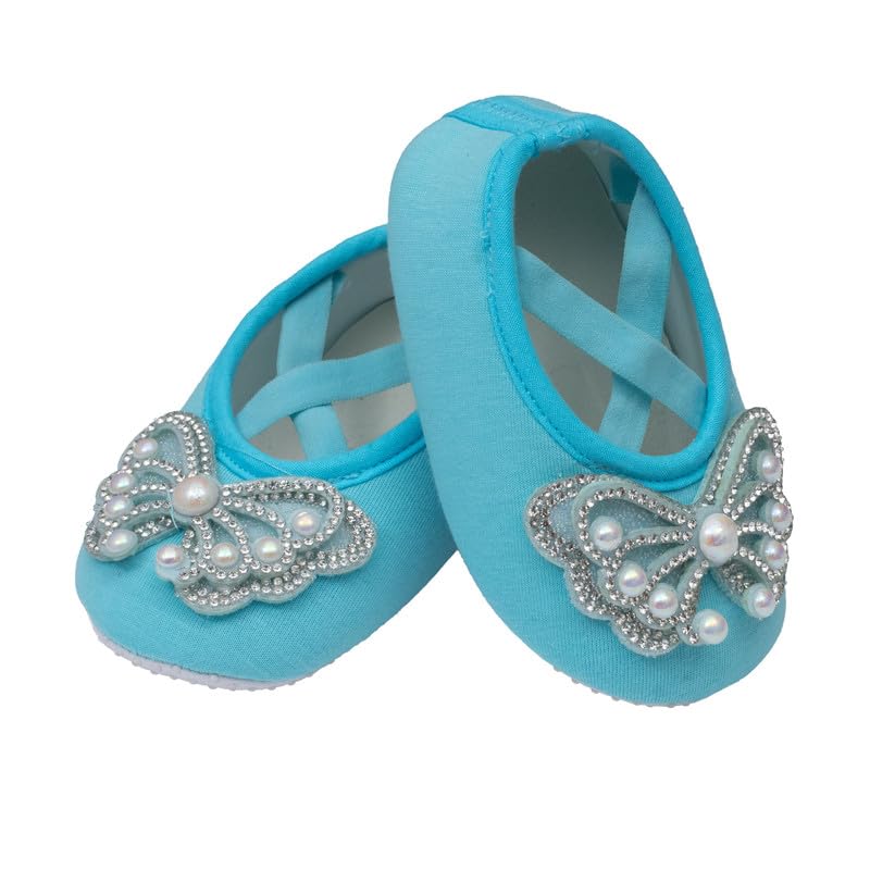 Devishi Booties With Pearl Accecory_Sky Blue 12 Cms 2.5