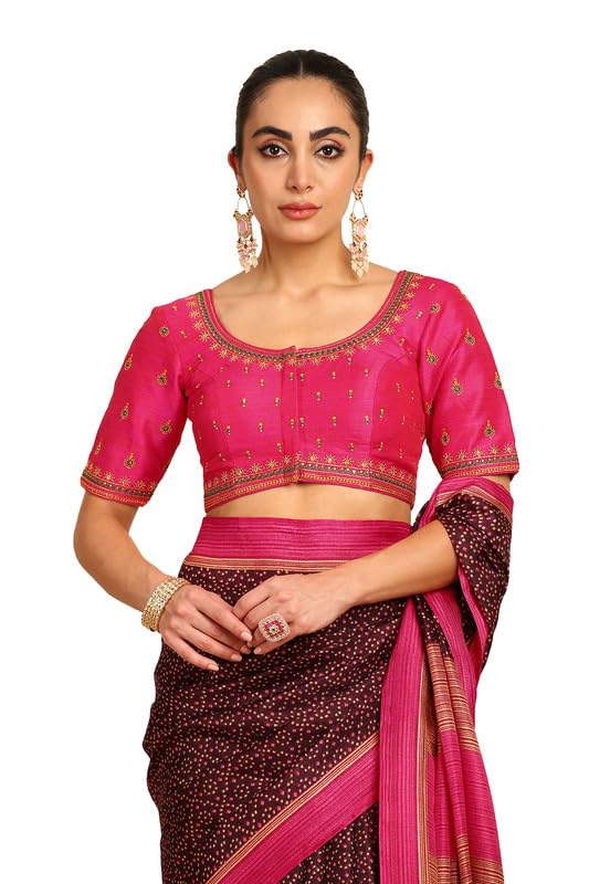 Soch Women Embroidered Silk Blend Padded Blouse with Stones