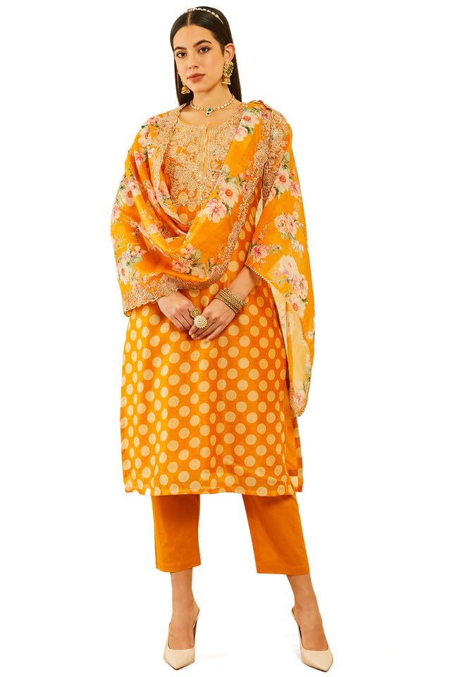 Soch Women Chanderi Embroidered Suit Set with Sequins Work