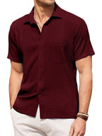 Tee Projekt Mens Popcorn Shirt Comfortable Short Sleeve Shirts Casual Textured Shirt (Pack of 1) Maroon