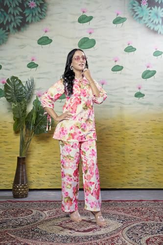 GRECIILOOKS Rayon Floral Regular Fit Stylish Kurta Ethnic for Women | 3/4 Sleeve Co-ord Set