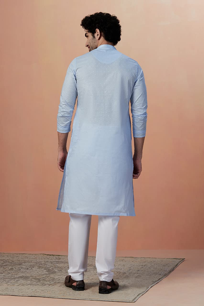 Manyavar Kurta Set For Men, Full Sleeves Mandarin Collar Ethnic MenS Kurta Set For Engagement, Wedding, Party Cotton All Over S