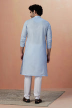 Manyavar Kurta Set For Men, Full Sleeves Mandarin Collar Ethnic MenS Kurta Set For Engagement, Wedding, Party Cotton All Over S