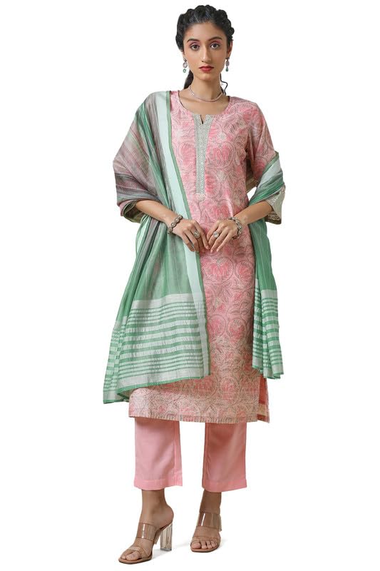 Soch Women Ethnic Motifs Print Chanderi Suit Set with Dupatta