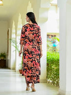 ANNI DESIGNER Womens Cotton Blend Straight Printed Kurta with Palazzo (Chinki Black_M_Black_Medium)