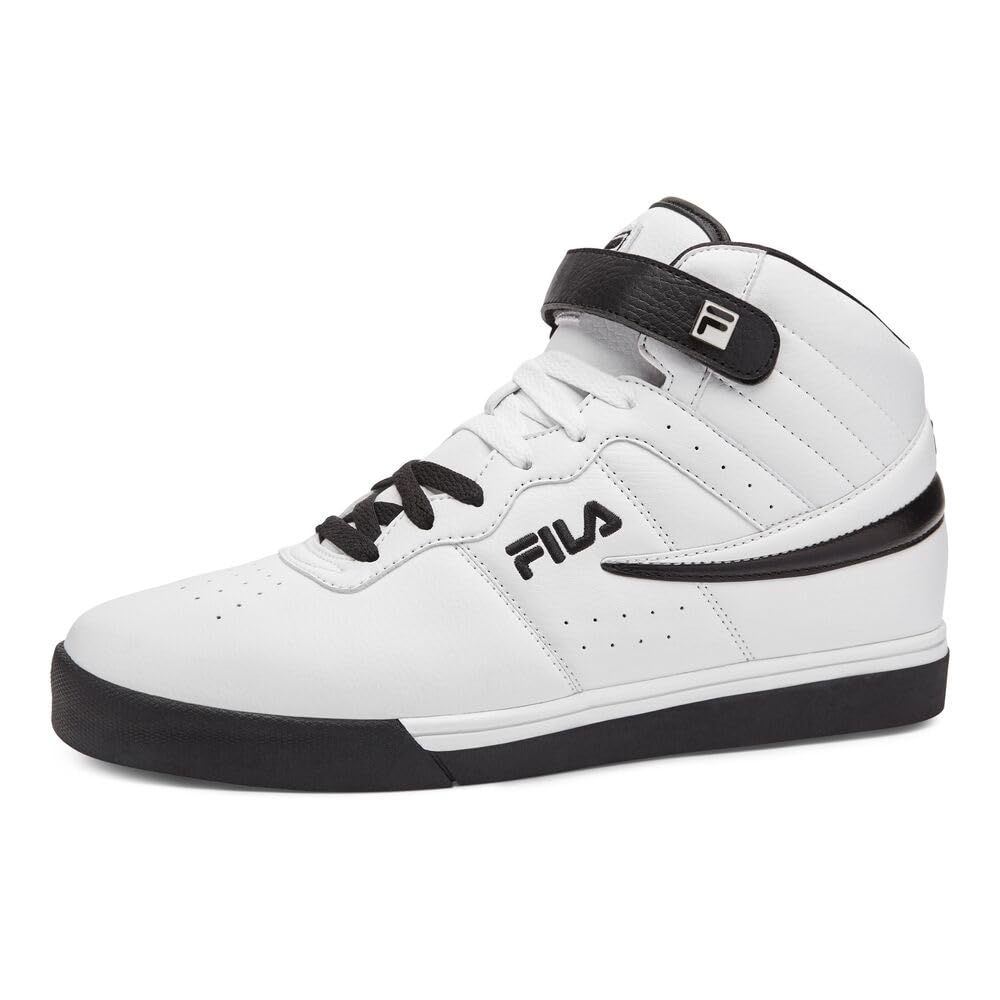 Fila Men's Everyday Sport Athletic Casual High-Top Vulc 13 MID Lace Up Sneaker Shoes, White/Black, 10