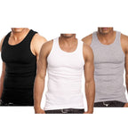 Goyoma 3 Packs Mens 100% Cotton Tank Top White/Black Wife Beater A-Shirt Undershirt (L, Mix)