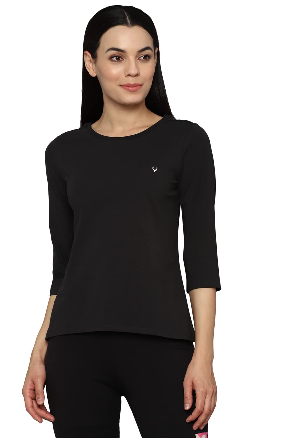 Allen Solly Women Regular Fit Solid Cotton T-Shirt
