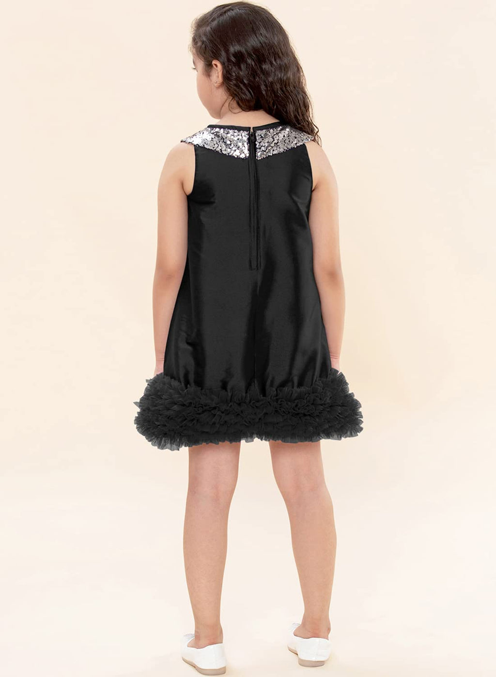 A.T.U.N. (ALL THINGS UBER NICE) Girls Special Occasion Party Frock Dress Black-Silver