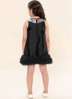 A.T.U.N. (ALL THINGS UBER NICE) Girls Special Occasion Party Frock Dress Black-Silver