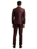 Turtle Men Poly-Viscose Dobby Print Full Sleeve Three Piece Brown Party Suit