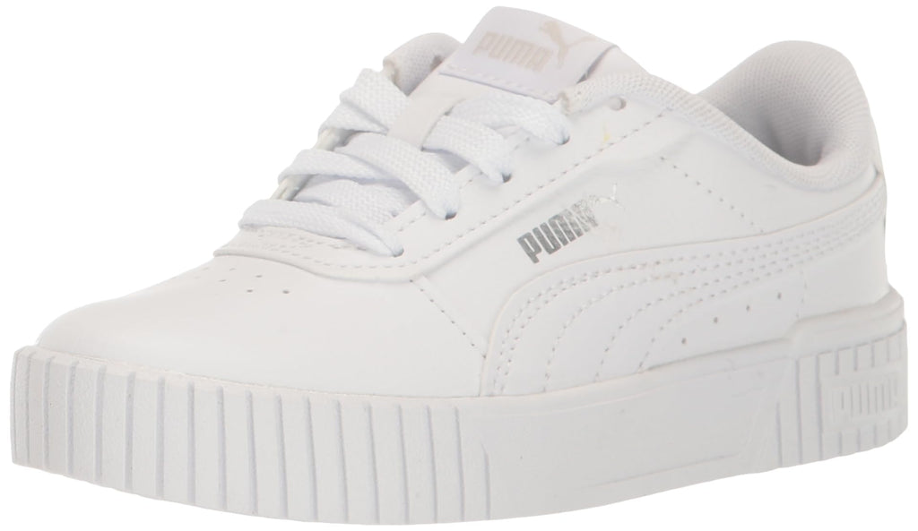 PUMA Carina 2.0 Sneaker, White Silver, 4 US Unisex Big Kid 38618502