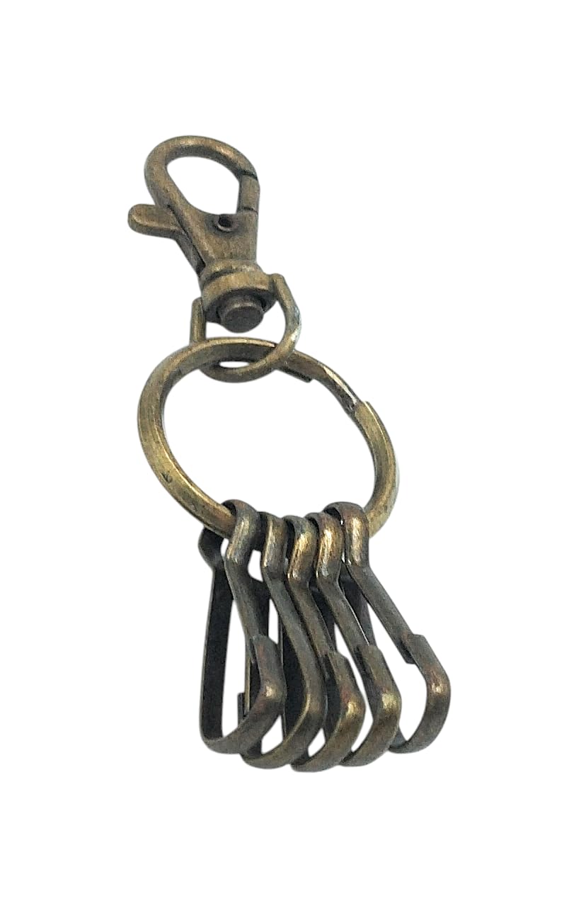Antique Bronze Keychain With Swivel Clasp Hook, 5 Key Clips, Vintage Style Metal Key Holder Organiser, 8Cm Length 6