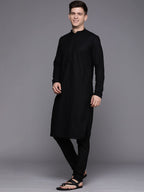 Manyavar Kurta Set for Men, Full Sleeves Mandarin Collar Ethnic Mens Kurta Set For Engagement, Wedding, Party Blended Cotton Se