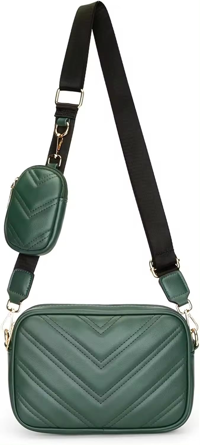ADISA Womens Girls Cross Body Sling Bag with Pouch (Dark Green)