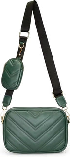 ADISA Womens Girls Cross Body Sling Bag with Pouch (Dark Green)