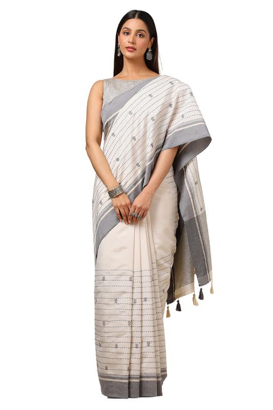 Soch Women Tussar Kantha Embroidered Saree