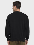 Bewakoof Mens Solid Oversized Fit Full Sleeve Round Neck Unbrushed Fleece Sweatshirt Black