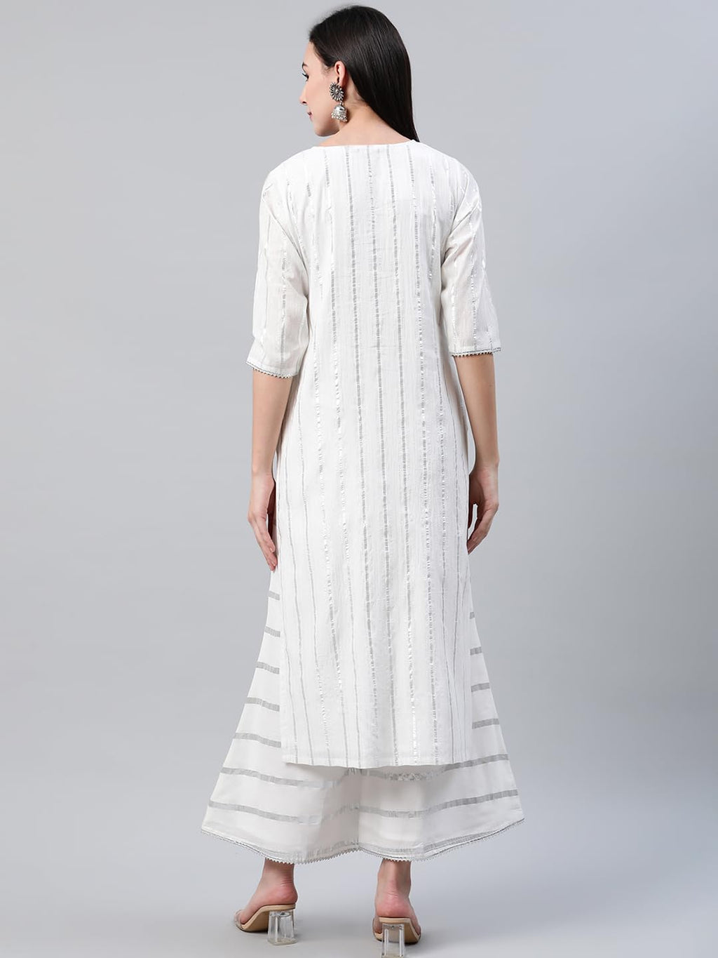 Libas WomenS Cotton Woven Design Straight Kurta (12067O_White