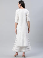Libas WomenS Cotton Woven Design Straight Kurta (12067O_White