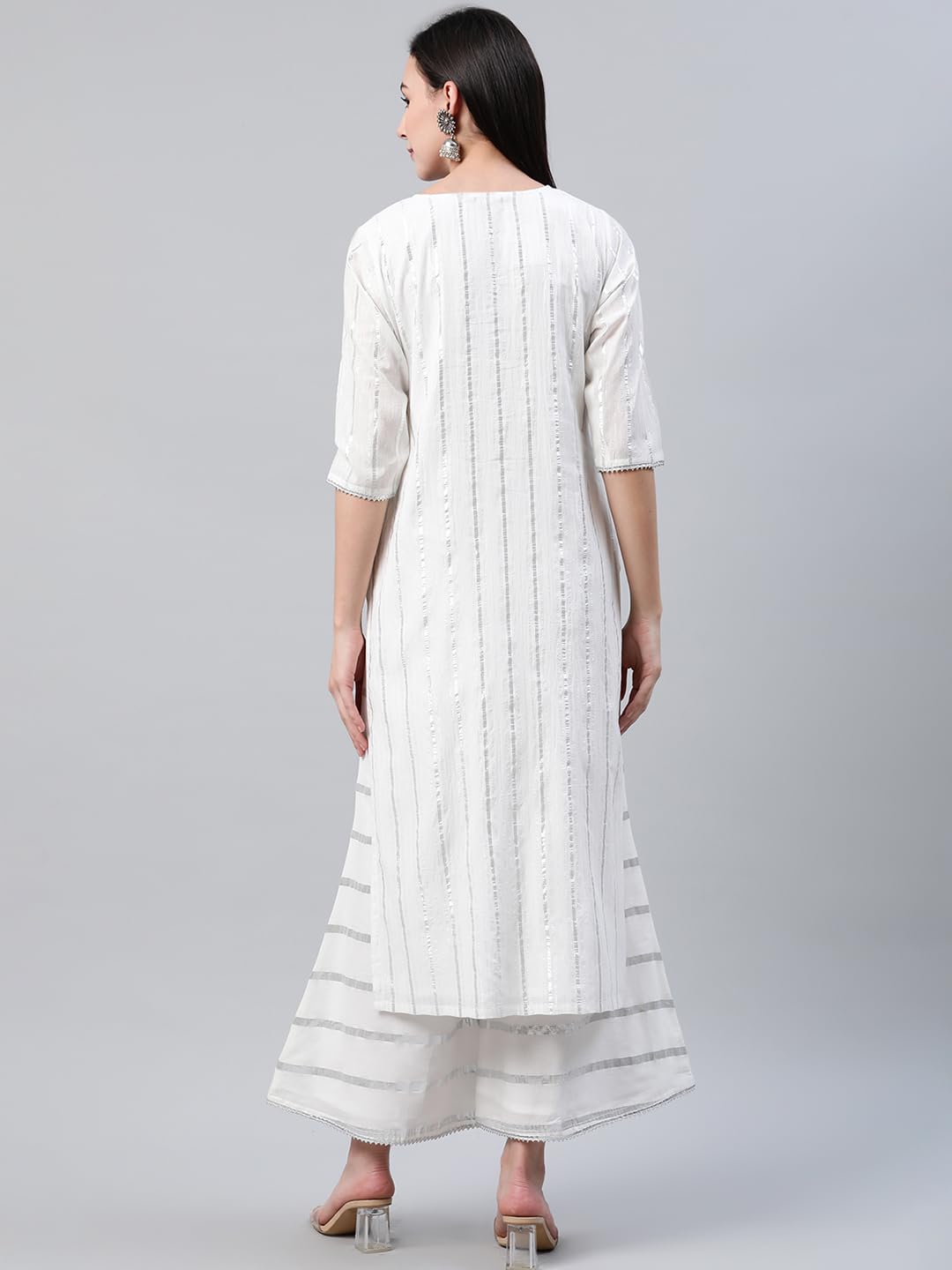 Libas WomenS Cotton Woven Design Straight Kurta (12067O_White