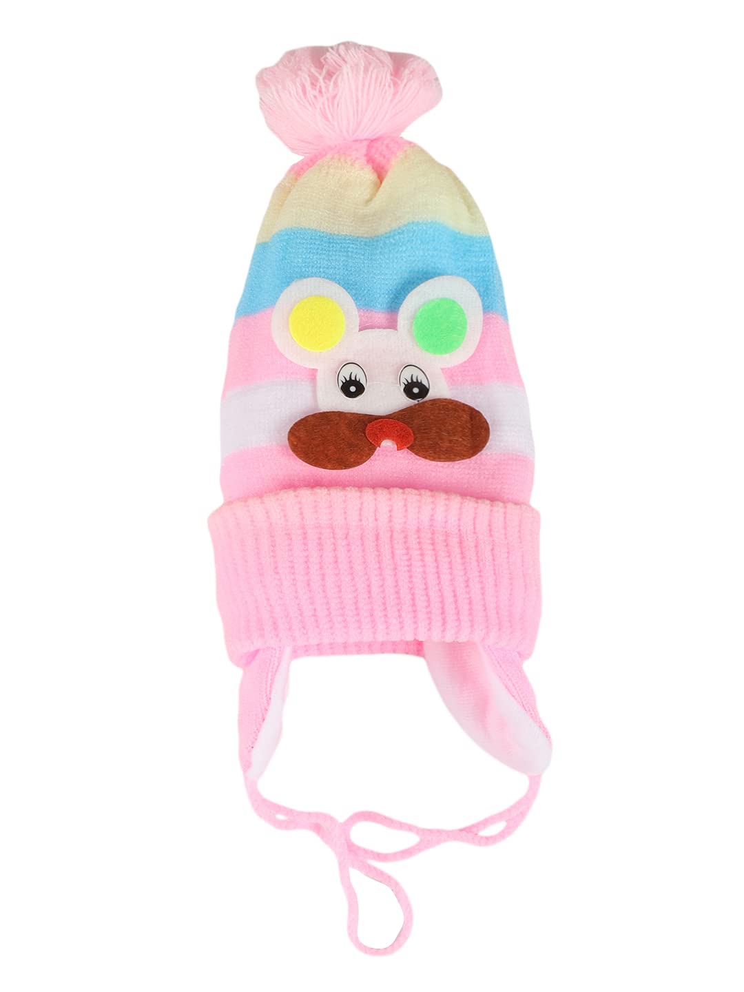 Passion Petals Multicoloured Unisex Winter Cap For 0 To 18Months With Dia 11Cm Lightpink 0-18
