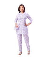 Aarika Girls Casual Wear Light Purple Colour Floral Print Polyester Co-ord Set-8-15 Years (KP-TR-K-951)