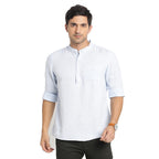 Turtle Men Cotton Lyolin Slim Fit Light Blue Solid Casual Kurta Shirt