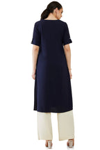 Soch Women Navy Blue Viscose Solid Kurta