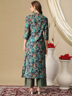 ANNI DESIGNER Womens Cotton Blend Straight Printed Kurta with Pant (BBCom Blue-NJ_M_Blue_Medium)