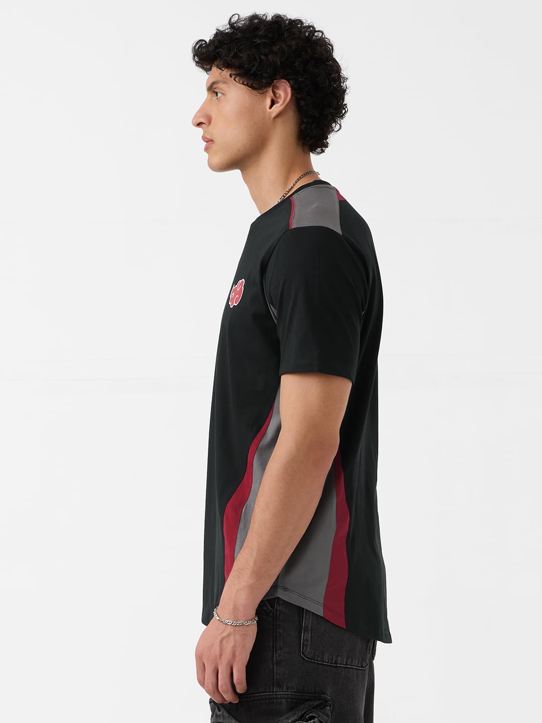 The Souled Store Naruto Shippuden: Akatsuki Men and Boys Short Sleeves Round Neck Black Graphic Printed Cotton Drop Cut T-Shirts