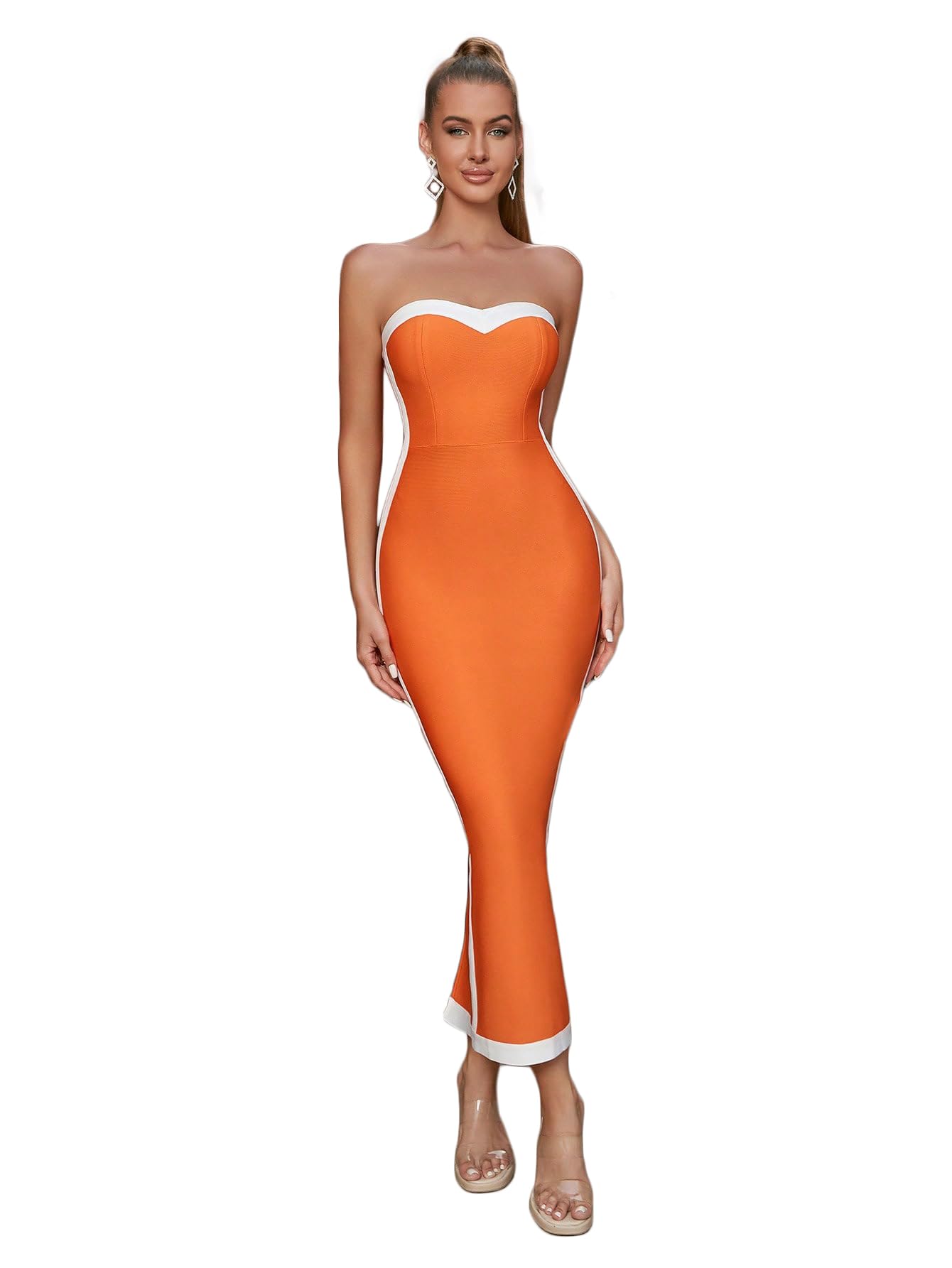 rare Womens Casual Maxi Dress, Orange, M-New Condition