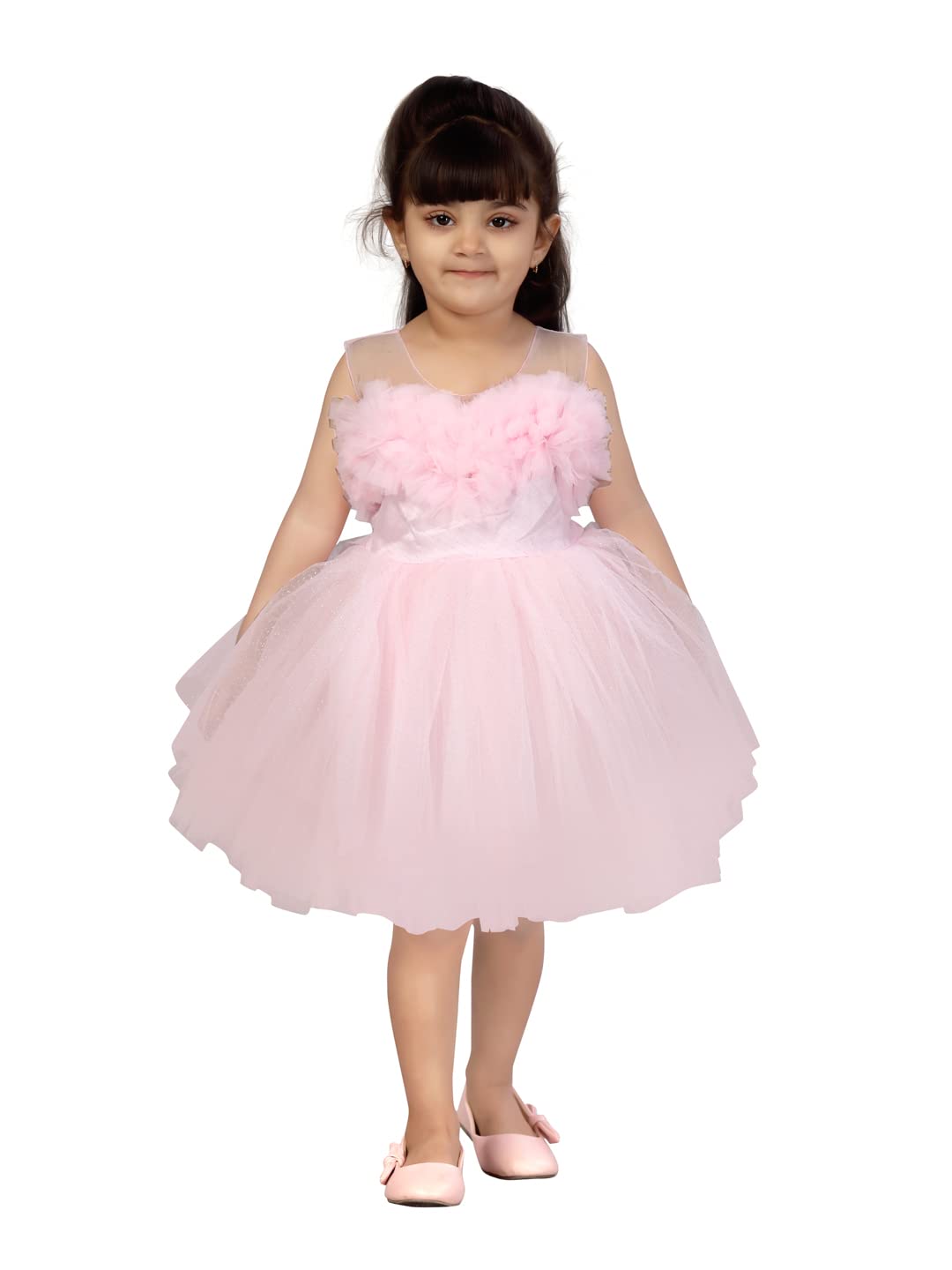 Aarika Baby-Girls Nylon Fit and Flare Knee-Length Dress (FK-1655_Pink_18)