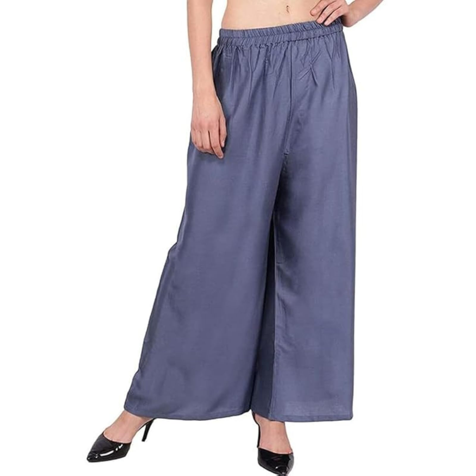 Fashion Gallery WomenS Rayon Relaxed Fit Palazzo Pants With Full Length Pull On Closure And Elasticated Flexible Waist|Palazzo 