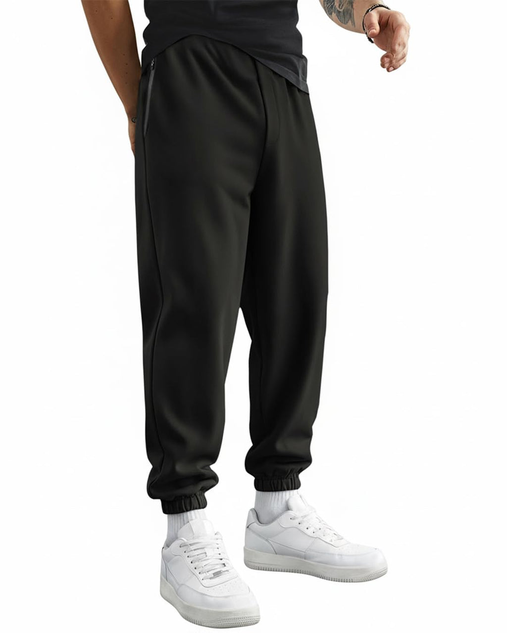 Bewakoof Men Solid Oversized Fit Cotton Joggers_646471_Black_S