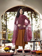 Womanista Women'S Poly Crepe Flared Kurta With Pant & Dupatta