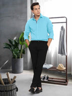 Tee Projekt Cotton Office wear Shirt|| Solid Shirt for Mens|| Casual Shirt for Men||Long Sleeve Spread Collar Shirt for Men Aqu