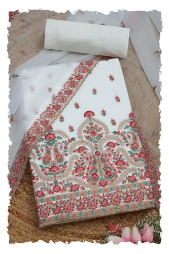 Soch Women Crinkle Chiffon Floral Print Unstitched Dress Material Thread Work