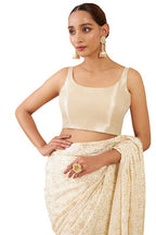 Soch Womens Beige Tissue Sleeveless Blouse