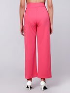 Kotty Womens High Rise Regular Solid Trousers Bright Pink