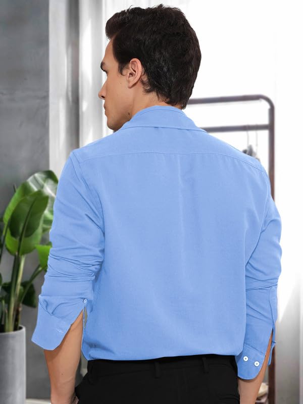 Tee Projekt Cotton Office wear Shirt|| Solid Shirt for Mens|| Casual Shirt for Men||Long Sleeve Spread Collar Shirt for Men Sky
