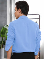 Tee Projekt Cotton Office wear Shirt|| Solid Shirt for Mens|| Casual Shirt for Men||Long Sleeve Spread Collar Shirt for Men Sky
