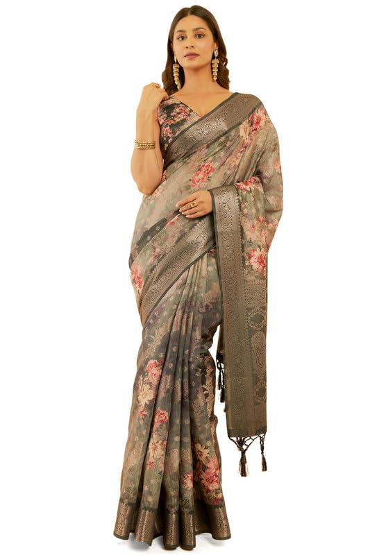 Soch Women Floral Print Jacquard Chanderi Saree