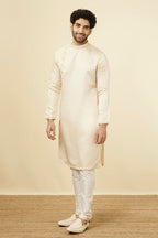 Manyavar Mens Satin Solid Full Sleeves Casual,Traditional Kurta & Payjama Set