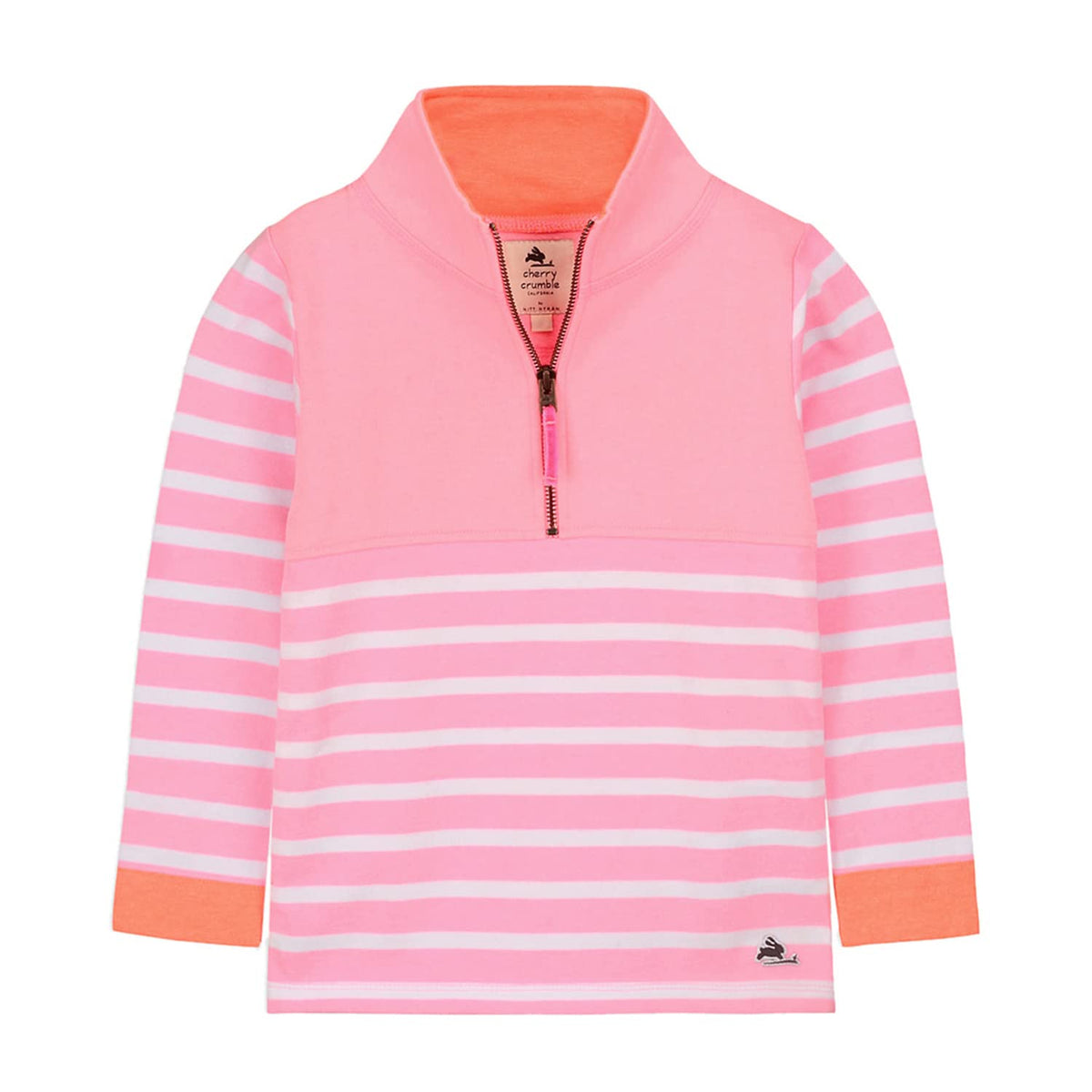 Cherry Crumble Pink Striped Cotton Blend Full Sleeves Stand Collar Casual Wear Regular Fit Winter Sweatshirt for Boys and Girls 18-24