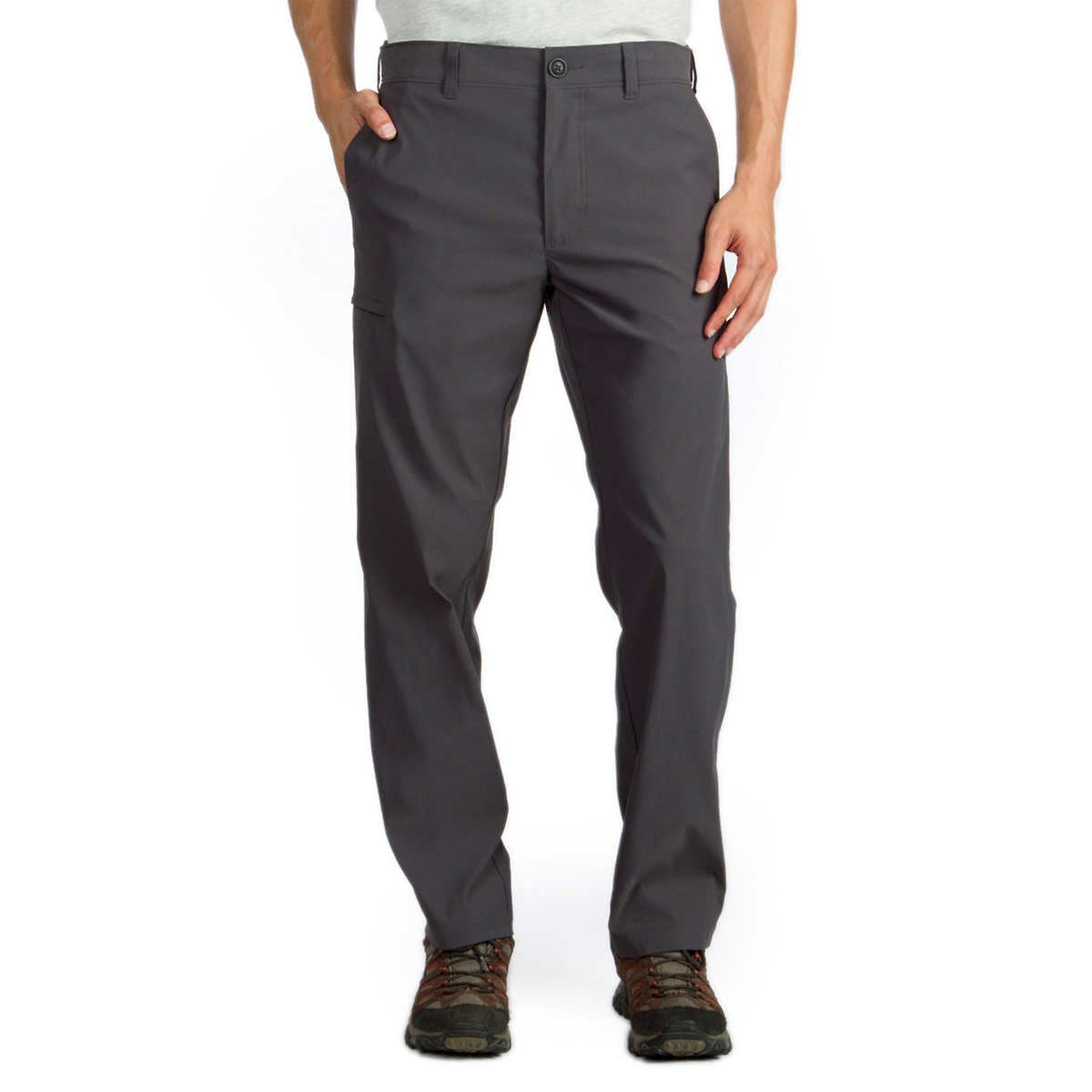 UNIONBAY mens Rainier Lightweight Comfort Travel Tech Chino Hiking Pants, Charcoal, 36W x 30L US